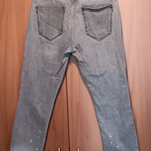 Bershka denim jeans, size S, grey, distressed