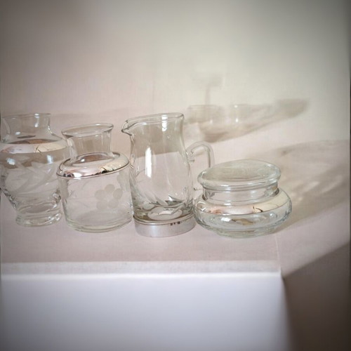 Handmade miniatures like new made of glass and silver leaf