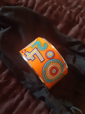 Hermes Enamel Printed Tohu Bohu Extra Wide Bracelet Orange