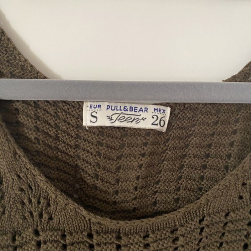 Pull & Bear knitted crop top, green, size S
