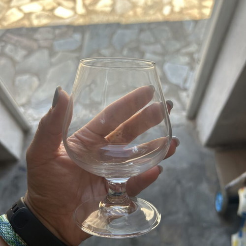 Glasses used, set of six with design for wine and water