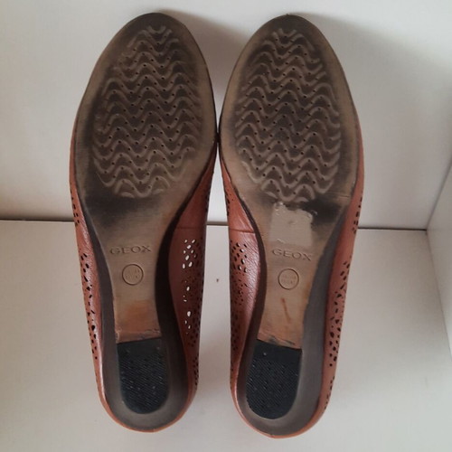 Geox Respira leather platform shoes size 38 used, brown