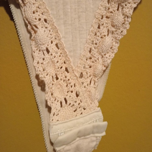 Vintage cotton lace bodysuit M/L, new, grey and beige