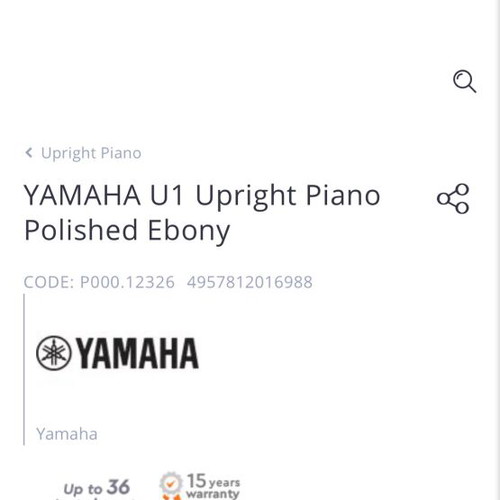 Yamaha piano like new, U series, black glossy finish