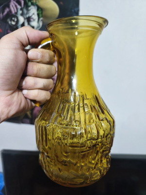 Vintage Italian amber glass pitcher Bormiolli Rocco, like new