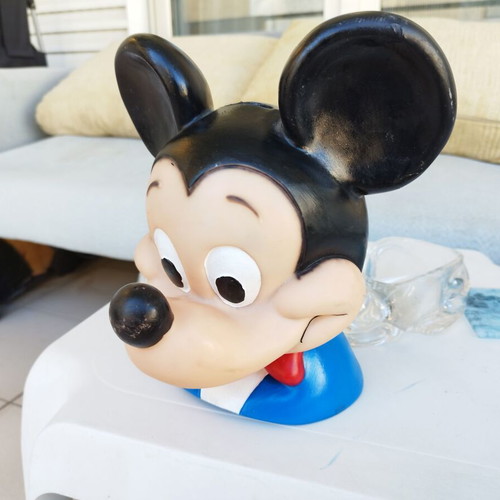 Plastic Mickey Mouse vintage piggy bank used 1971