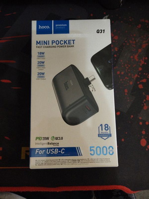 Mini Powerbank 5000mAh με γρήγορη φόρτιση TypeC καινούργιο