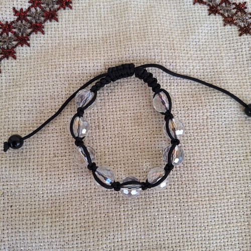 Macrame bracelet new with Swarovski crystals black and white