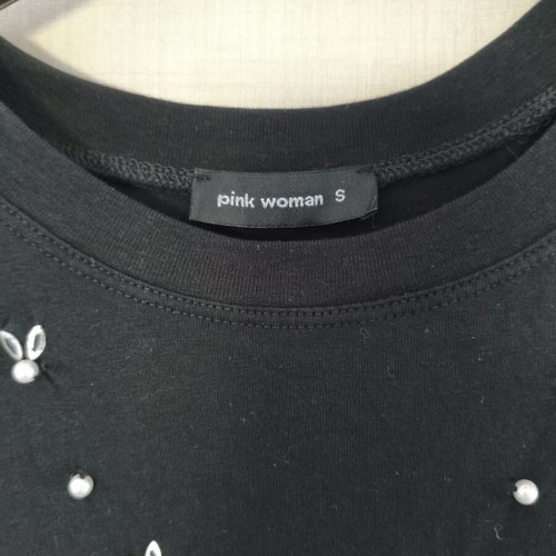 Pink Woman Black Sleeveless Top like new, size M