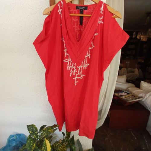 Paul Smith Black Label Oversize Beaded Caftan Dress M IT42 Like New Red
