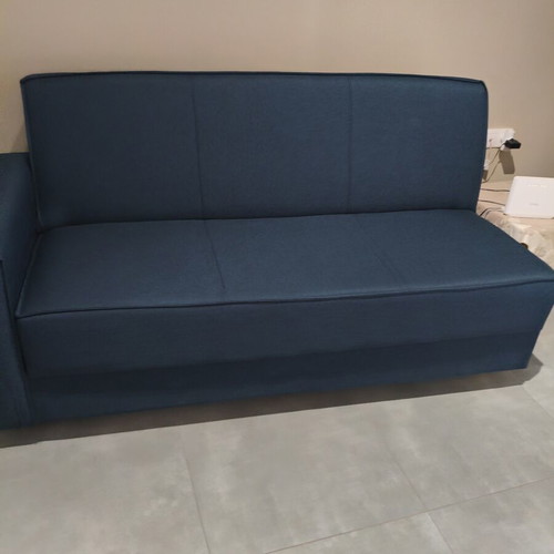 Three-seater sofa bed with storage, new, blue