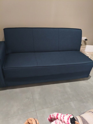 Three-seater sofa bed with storage, new, blue