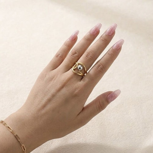 Steel ring, gold color