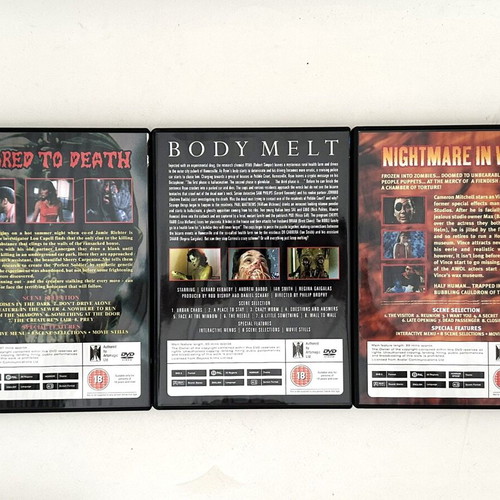 Body Melt Scared to Death Nightmare In Wax horror DVD box set, like new