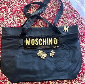 Moschino redwall Nylon-Leather vintage 90s tote bag, 45*30