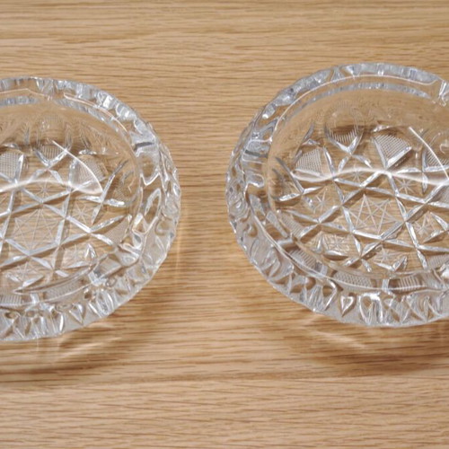 Vintage crystal ashtrays like new, set of 2 pieces