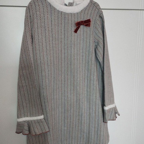 Dadati Grey striped midi dress new, size 10Y, with lining and sleeve design