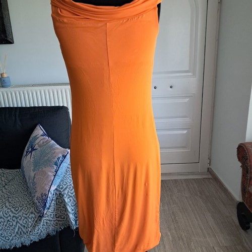 Max Mara dress vintage used, vibrant orange, viscose and elastane