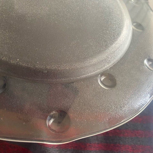 Glass platter 32cm like new with embossed circles