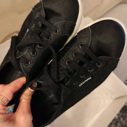 Superga black women's flatform athletic shoes like new, size 38