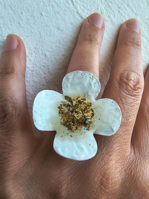 Flower ring handmade adjustable, like new