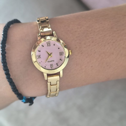 Quartz women's watch gold with pink dial, flawless condition