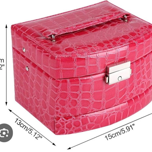 Jewelry box like new, red, multi-level with croco texture