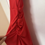 BSB red fitted maxi midi dress with draped gathers and cap sleeves