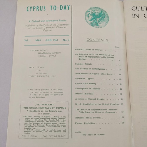 Cyprus To-Day magazines used, pack of 3, 1963 issues