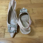 Corina woven straw pumps like new, size 37, beige pink