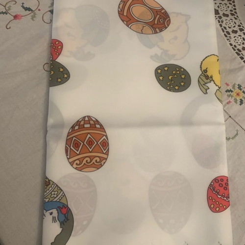 Easter tablecloth round new, polyester 1.40x1.40 m