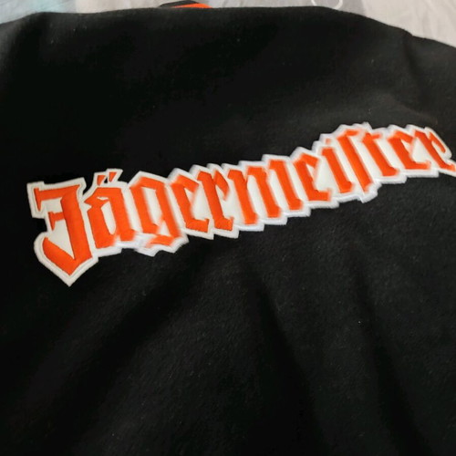 Jagermeister college jacket new with leather sleeves