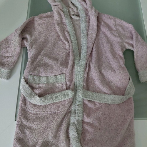 Children's bathrobe used, pink with white details