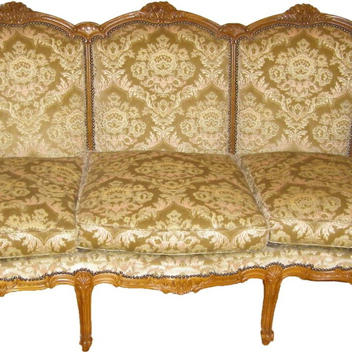 Classic Louis XV living room set, handmade, like new, walnut wood, 6 pieces