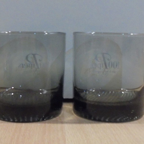 100 Piper's Scotch Whisky two promotional lowball glasses like new