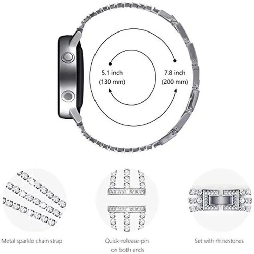 Stainless Steel Watch Strap with Crystals for Samsung Huawei Amazfit