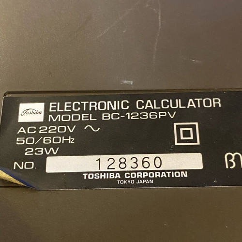 Japanese Toshiba BC-1236PV printing calculator used for parts