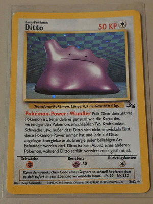 Pokémon Ditto Holo Rare Fossil Set card like new (German)