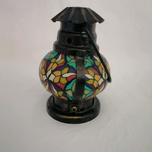 Brass hanging lantern vintage with mosaic designs like new