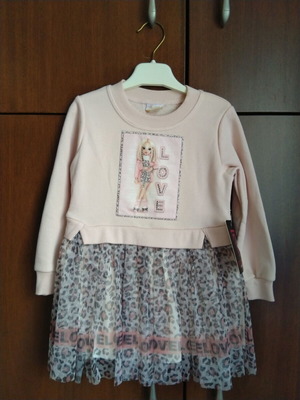 Girls' dress new 2-3 years set with pink pastel vest