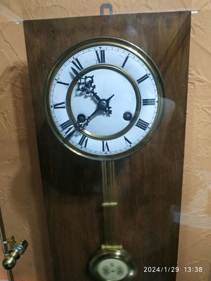 Wall clock wind-up new with plexiglass dial