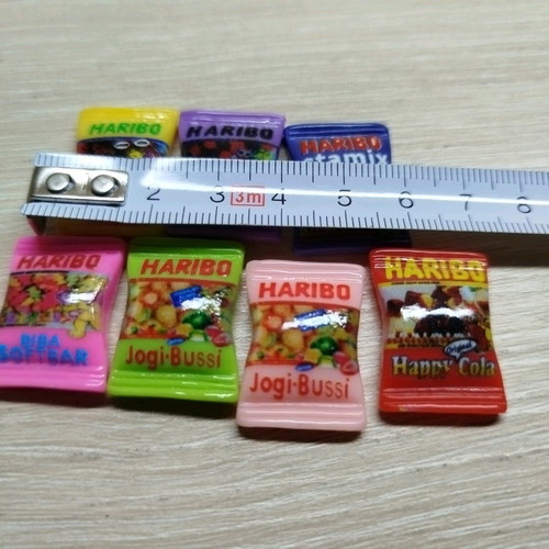 Haribo gummy bear miniatures new, set of 7 epoxy resin figures