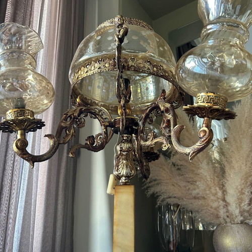 Vintage baroque floor lamp used, 1.46 m tall, three arms