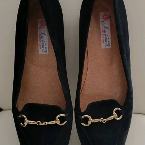 Loafers women's used black suede Greek made Lemisios