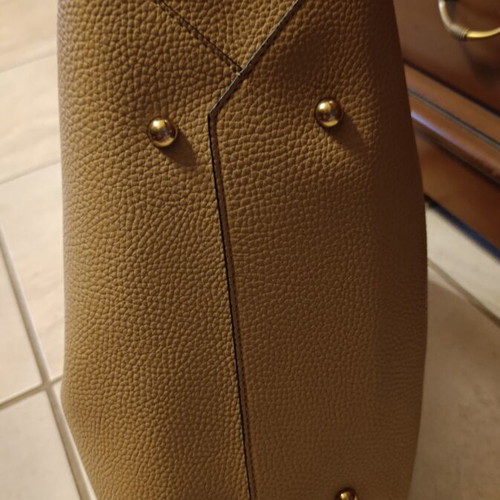 Kem women's leather handbag, beige brown