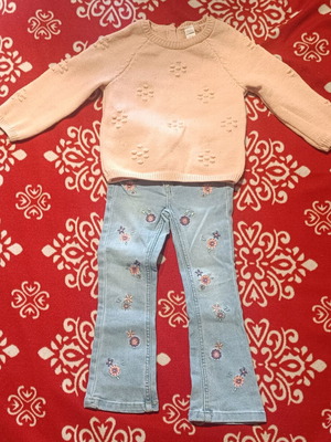 Girls' set like new, jeans and blouse 98/104 cm