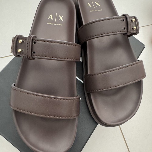 Armani Exchange leather women's sandals brown