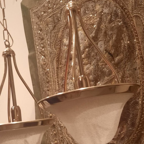 Pendant single-light lamps used, pair