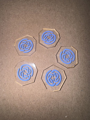 Acrylic tokens Fantasy Flight Runewars Miniatures Game pack of 5 like new