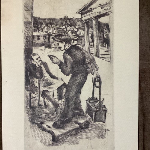 Lelas Paschalis engravings set of 4, Greek scenes